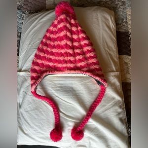 Pink Striped North Face Beanie